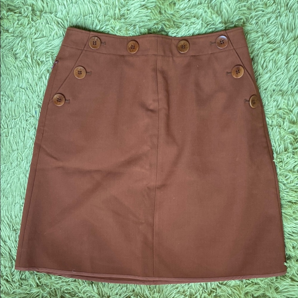 Tibi Brown Button-Detail Women's Skirt